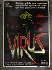 Cine: AEQ96 VIRUS ANTONIO MARGHERITI JOHN SAXON GORE POSTER ORIGINAL 70X100 ESTRENO h4